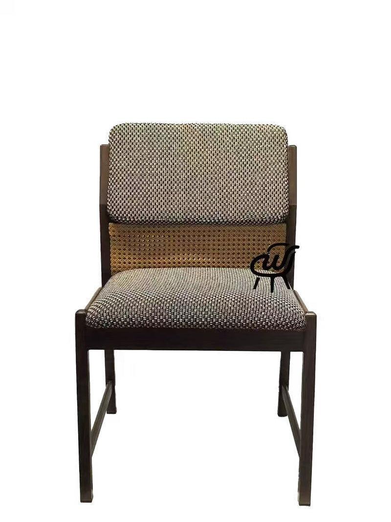 Indoor Metal Chair w/ Cane Back Accent, Finish Walnut