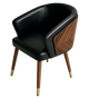Indoor Metal Chair w/ Black Seat, Finish Wood Grain Frame