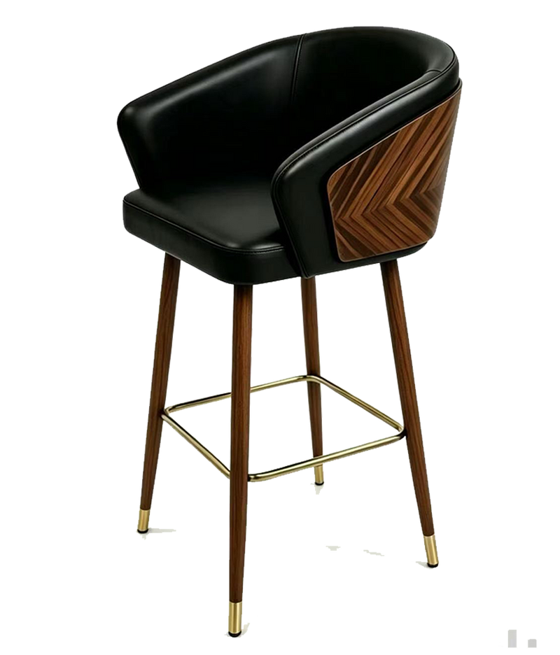 Indoor Barstool w/ Black Vinyl Seat