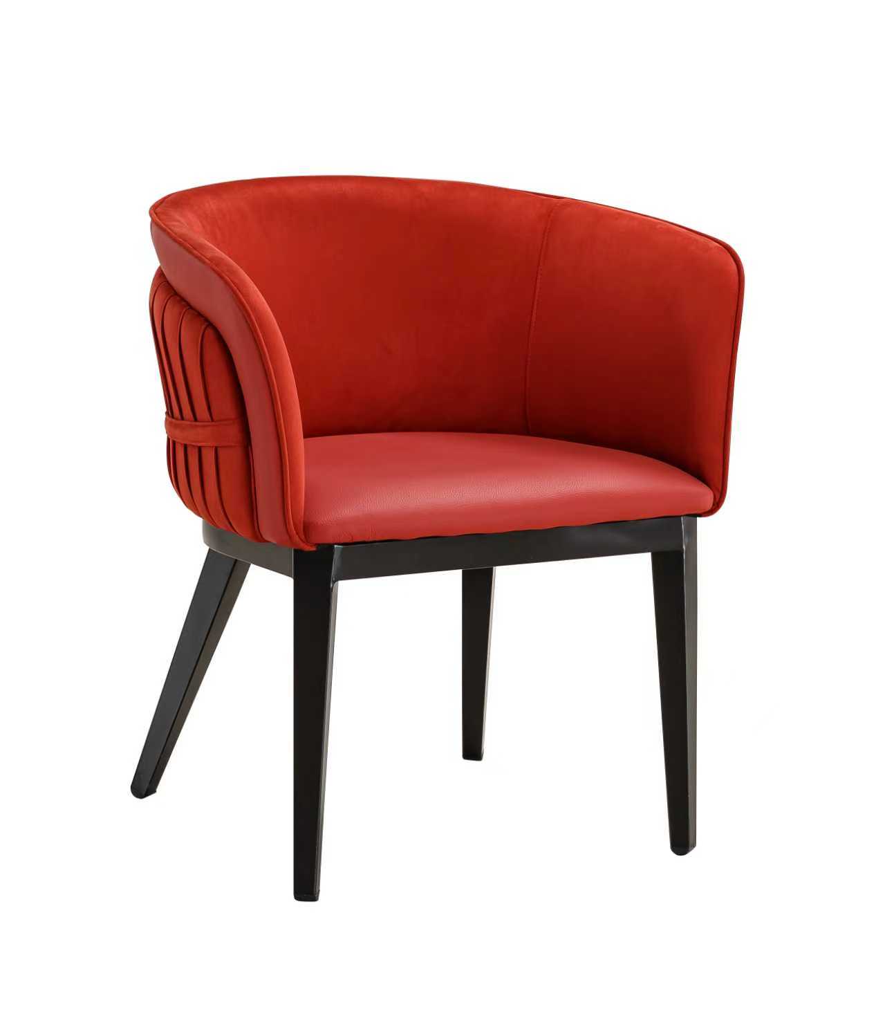 Metal Dinning Chair W/ Red Vinyl Seat, Finish Black Frame
