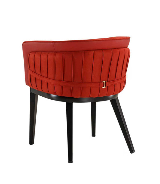 Metal Dinning Chair W/ Red Vinyl Seat, Finish Black Frame