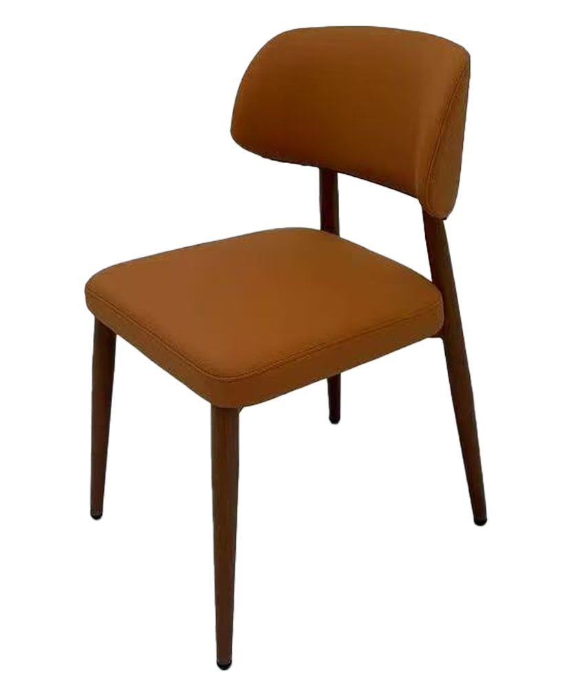 Indoor Metal Chair W/ Brown Vinyl Seat