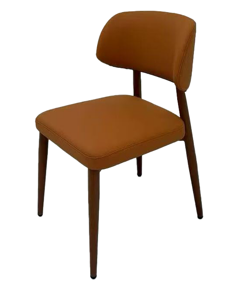 Indoor Metal Chair W/ Brown Vinyl Seat