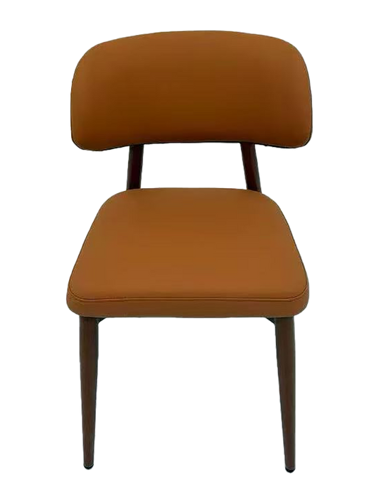 Indoor Metal Chair W/ Brown Vinyl Seat