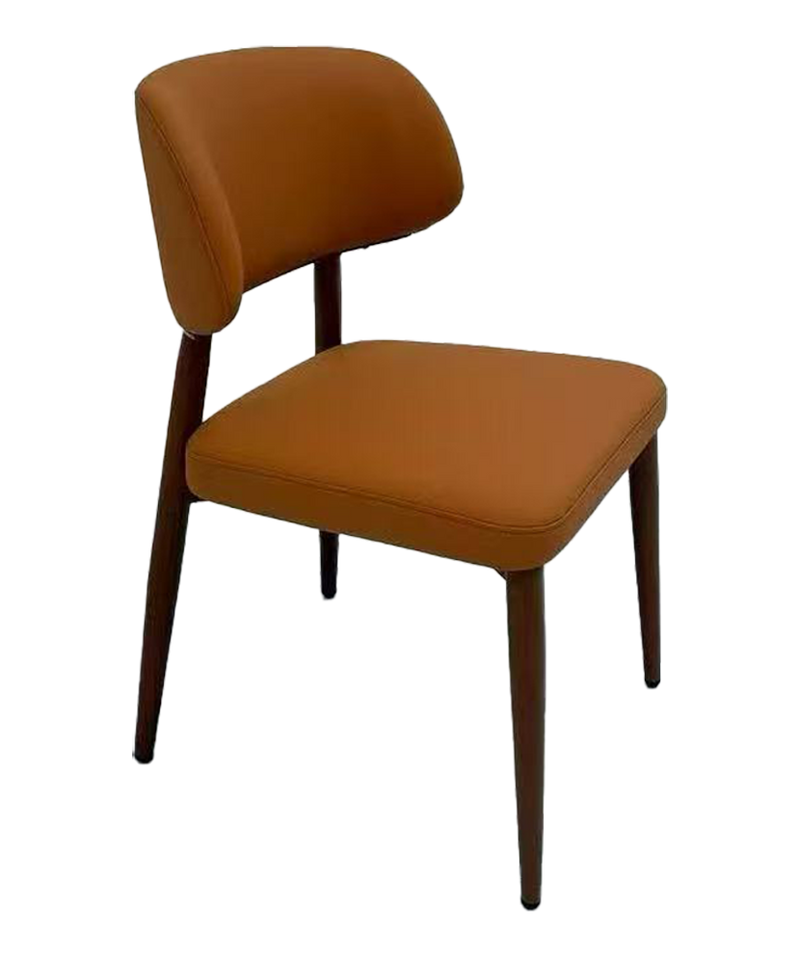 Indoor Metal Chair W/ Brown Vinyl Seat