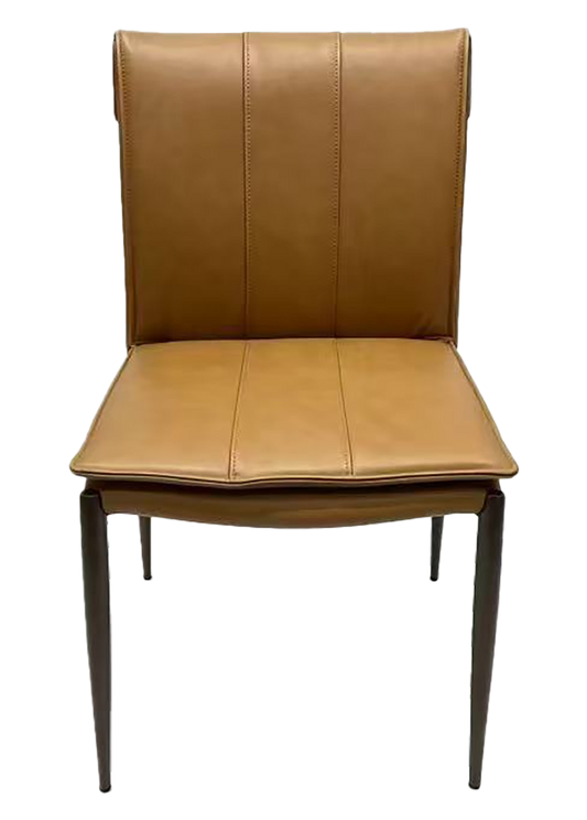 Indoor Brown Vinyl Chair W/ Walnut Wood Grain Frame