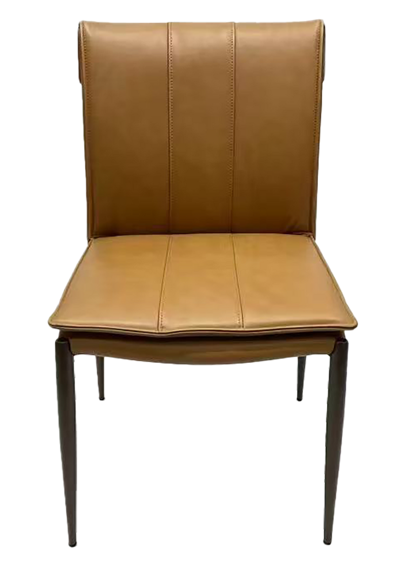 Indoor Brown Vinyl Chair W/ Walnut Wood Grain Frame
