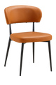Walnut Metal Chair W/ Brown Vinyl Seat