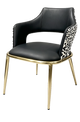 Indoor Golden Metal Chair W/ Black Vinyl Seat
