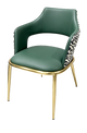 Indoor Golden Metal Chair W/ Green Vinyl Seat