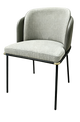 Indoor Black Metal Chair W/ Gray Fabric Seat and Black Vinyl Back