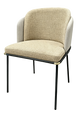 Indoor Black Metal Chair W/ Beige Fabric Seat and Vinyl Back