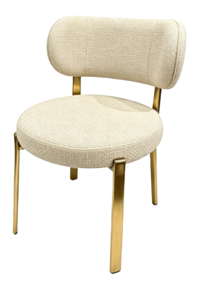 Indoor Golden Metal Chair W/ Beige Seat