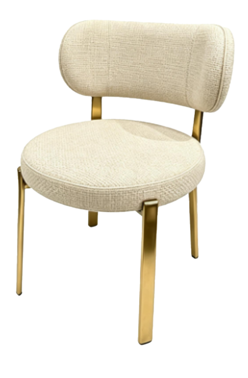 Indoor Golden Metal Chair W/ Beige Fabric Seat