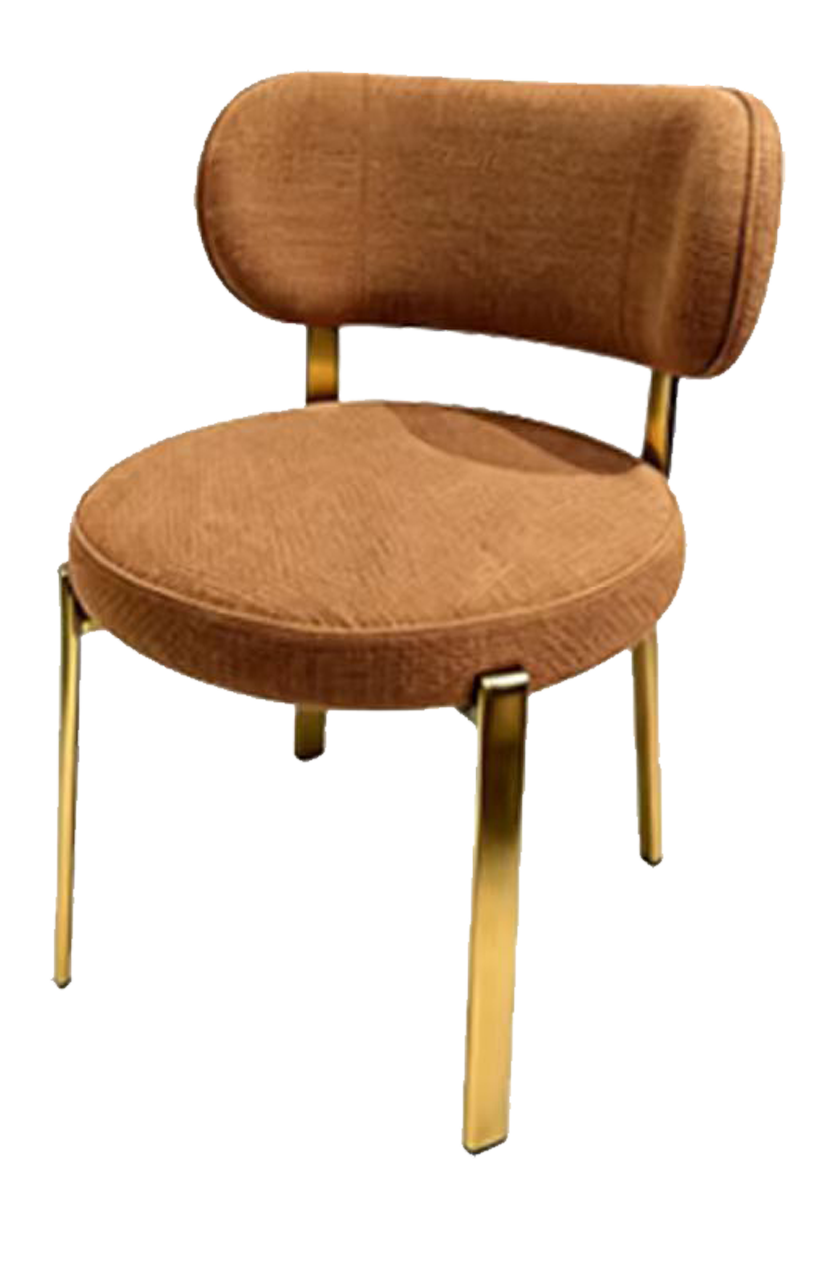 Indoor Golden Metal Chair W/ Brown Seat