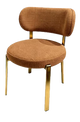 Indoor Golden Metal Chair W/ Brown Fabric Seat