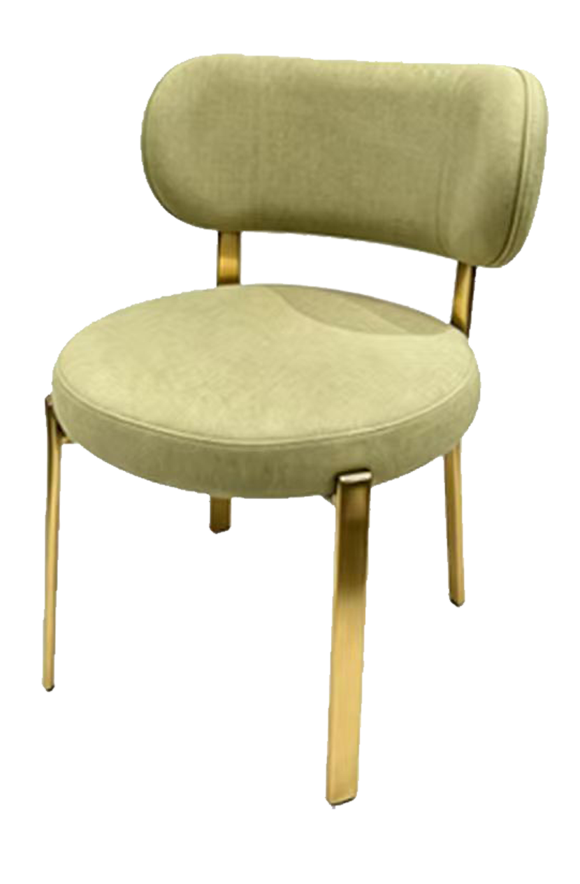 Indoor Golden Metal Chair W/ Pale Green Seat