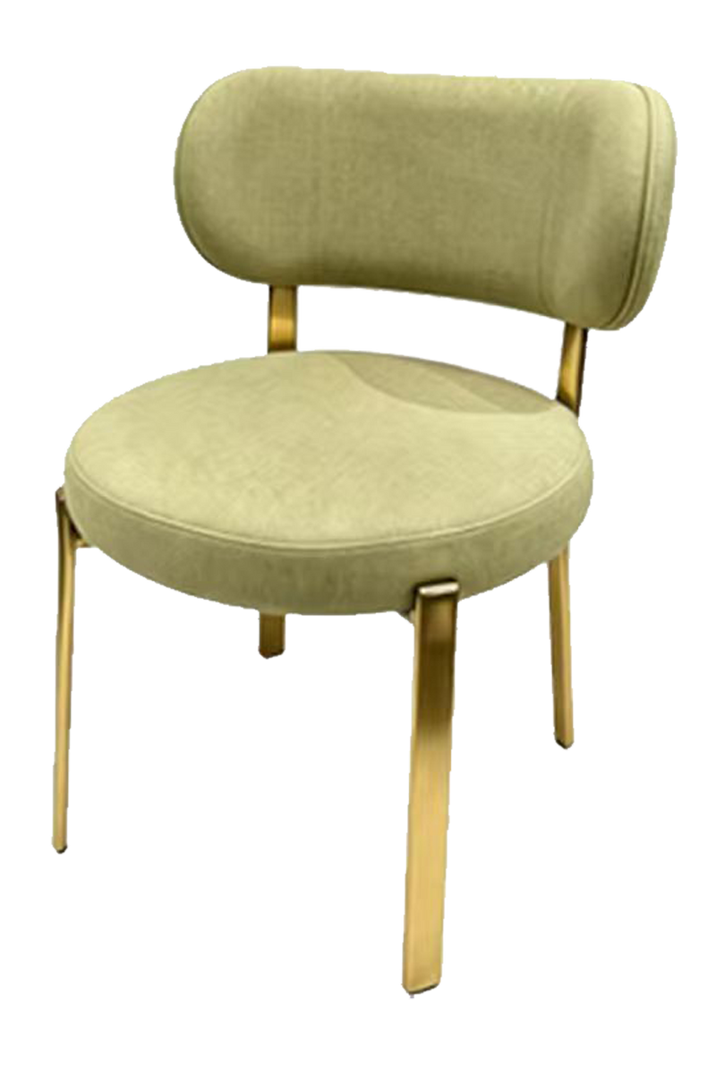 Indoor Golden Metal Chair W/ Pale Green Fabric Seat