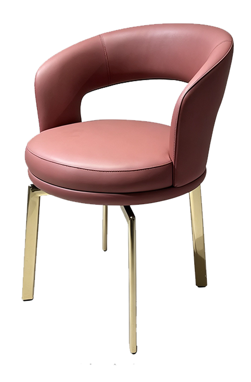 Metal Golden Frame Chair W/ Red Vinyl Seat