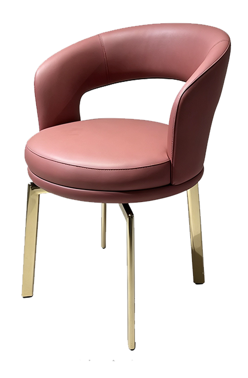 Metal Golden Frame Chair W/ Red Vinyl Seat
