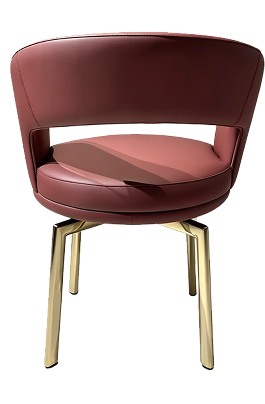 Metal Golden Frame Chair W/ Red Vinyl Seat