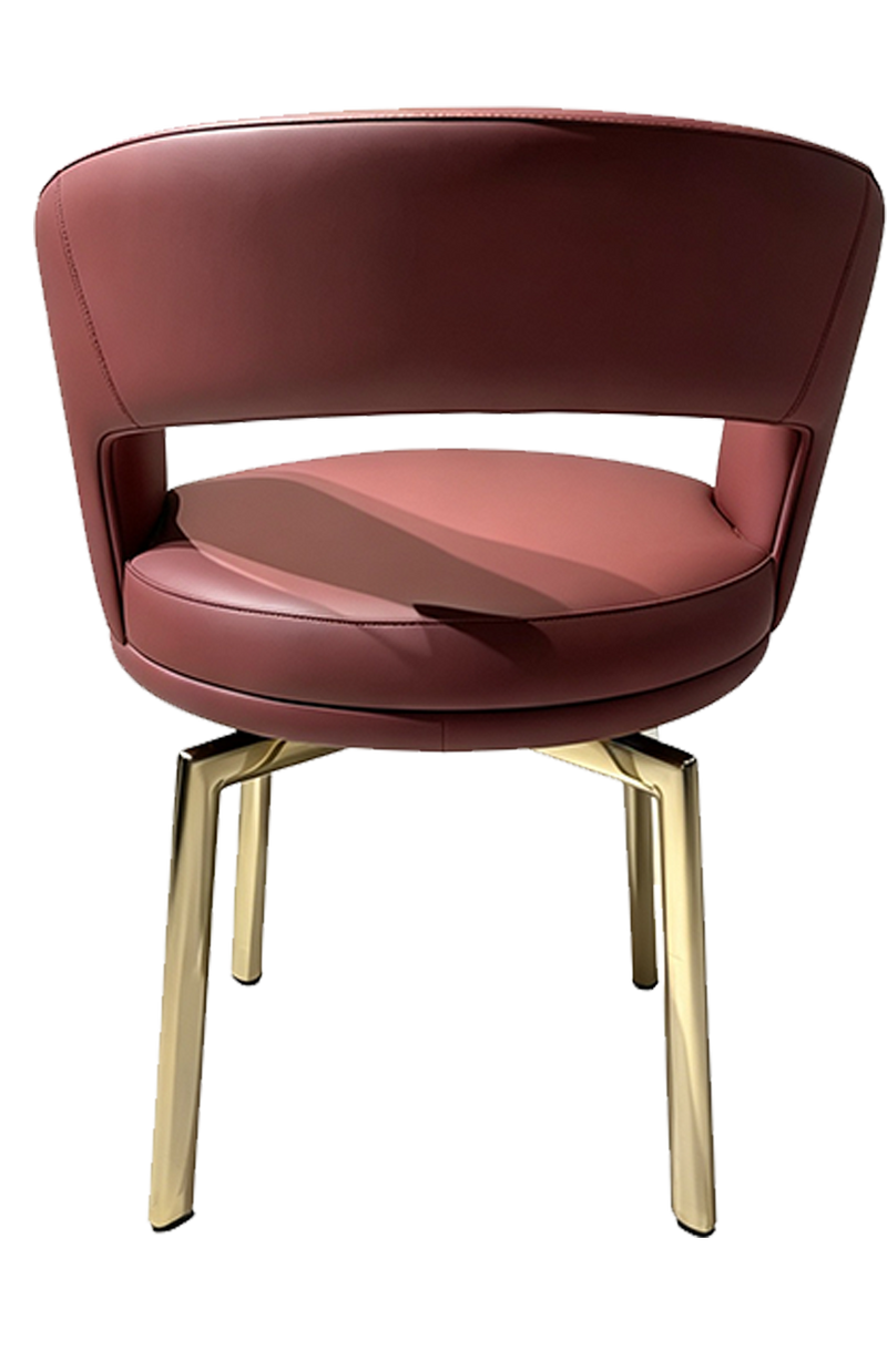Metal Golden Frame Chair W/ Red Vinyl Seat