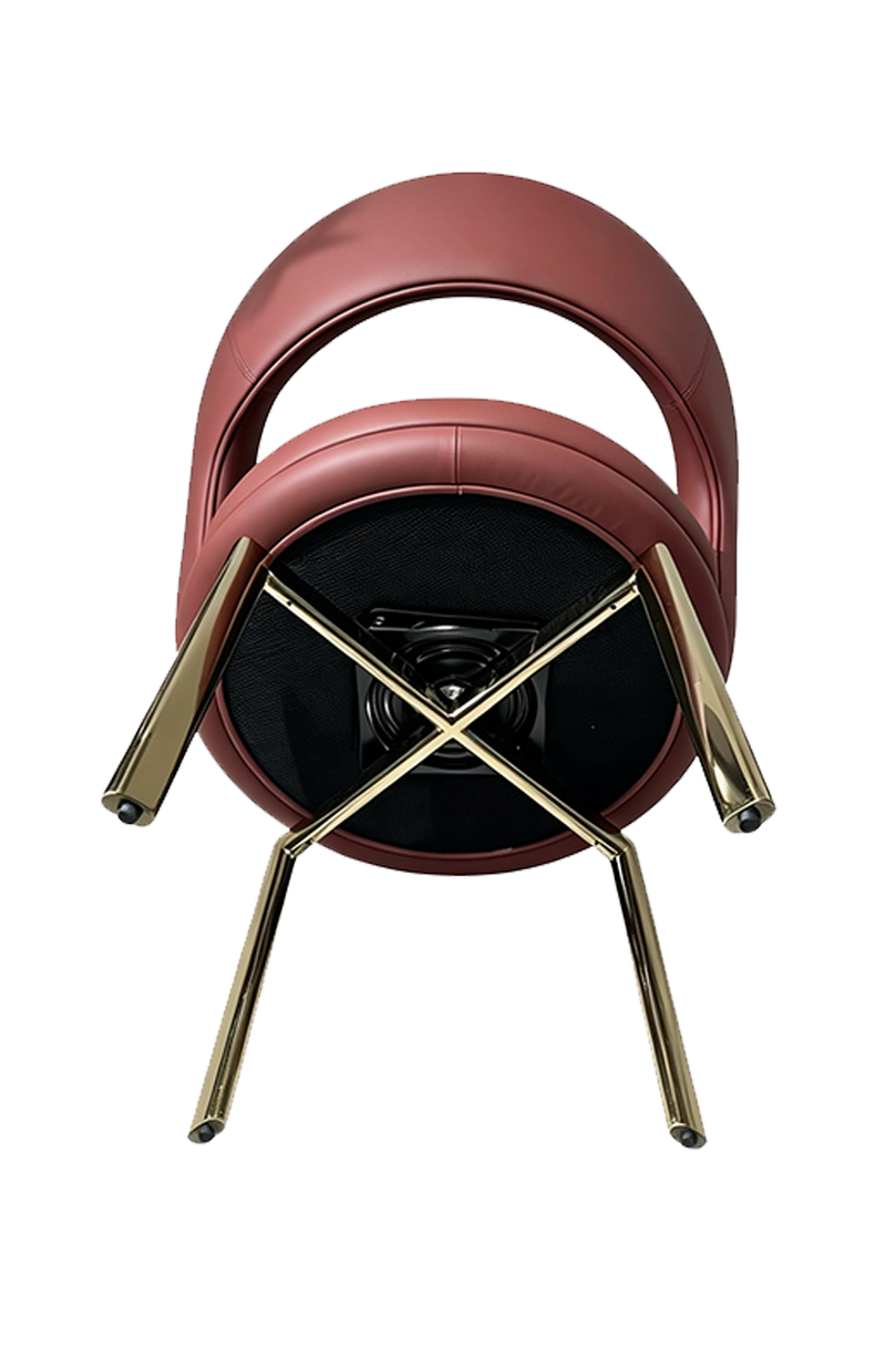 Metal Golden Frame Chair W/ Red Vinyl Seat
