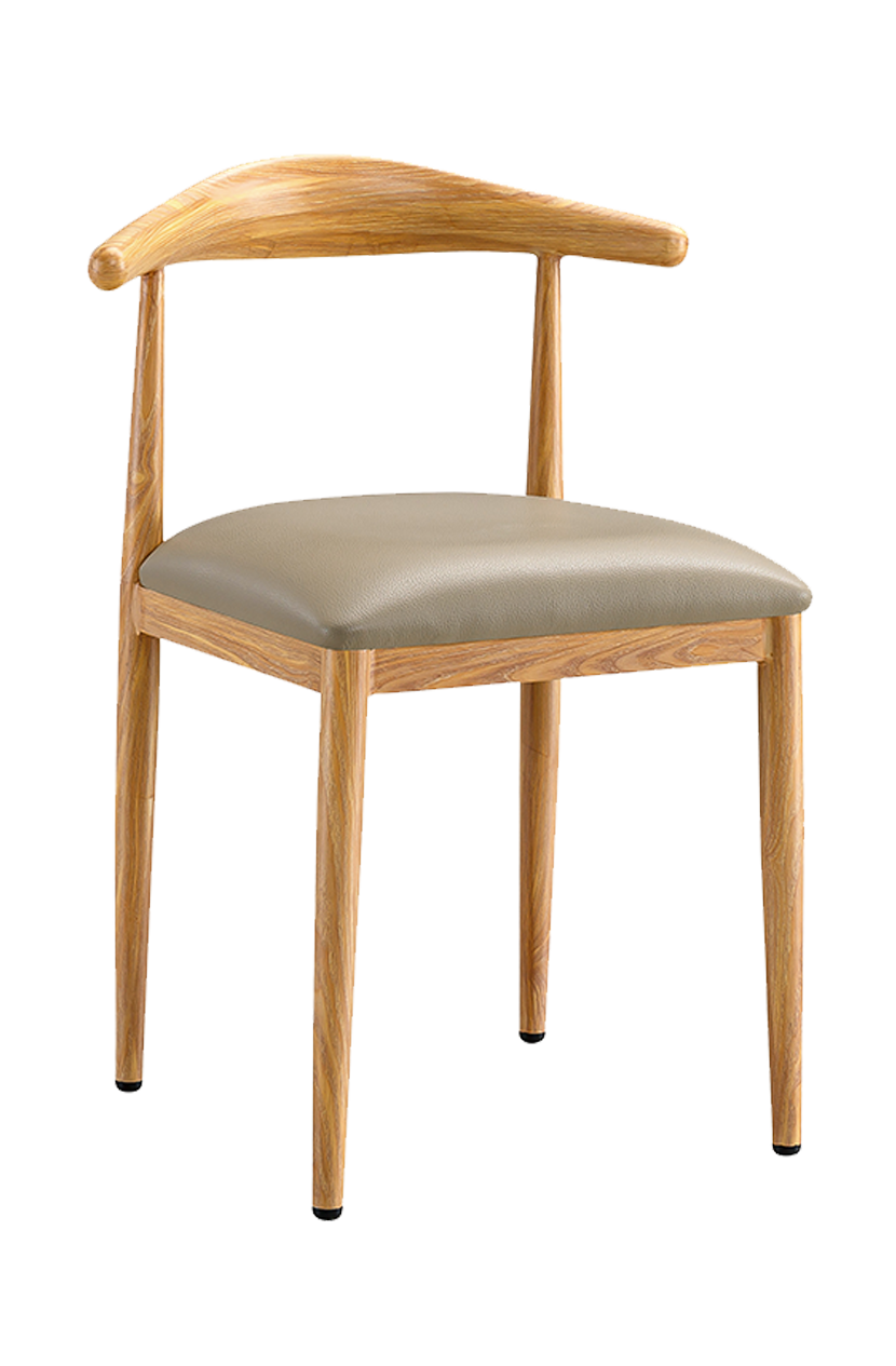 Indoor Wood Grain OX Chair with Grey Seat, Finish Natural