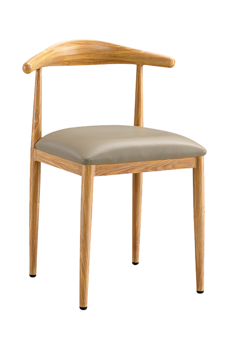 Indoor Wood Grain OX Chair with Grey Seat, Finish Natural