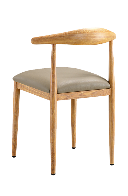 Indoor Wood Grain OX Chair with Grey Seat, Finish Natural