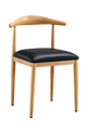 Indoor Wood Grain OX Chair with Black Seat, Finish Natural