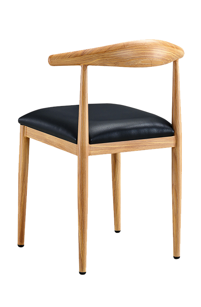 Indoor Wood Grain OX Chair with Black Seat, Finish Natural
