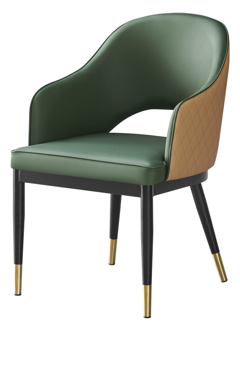 Indoor Black Metal Chair W/ Green Vinyl Seat