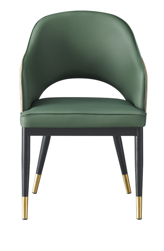 Indoor Black Metal Chair W/ Green Vinyl Seat