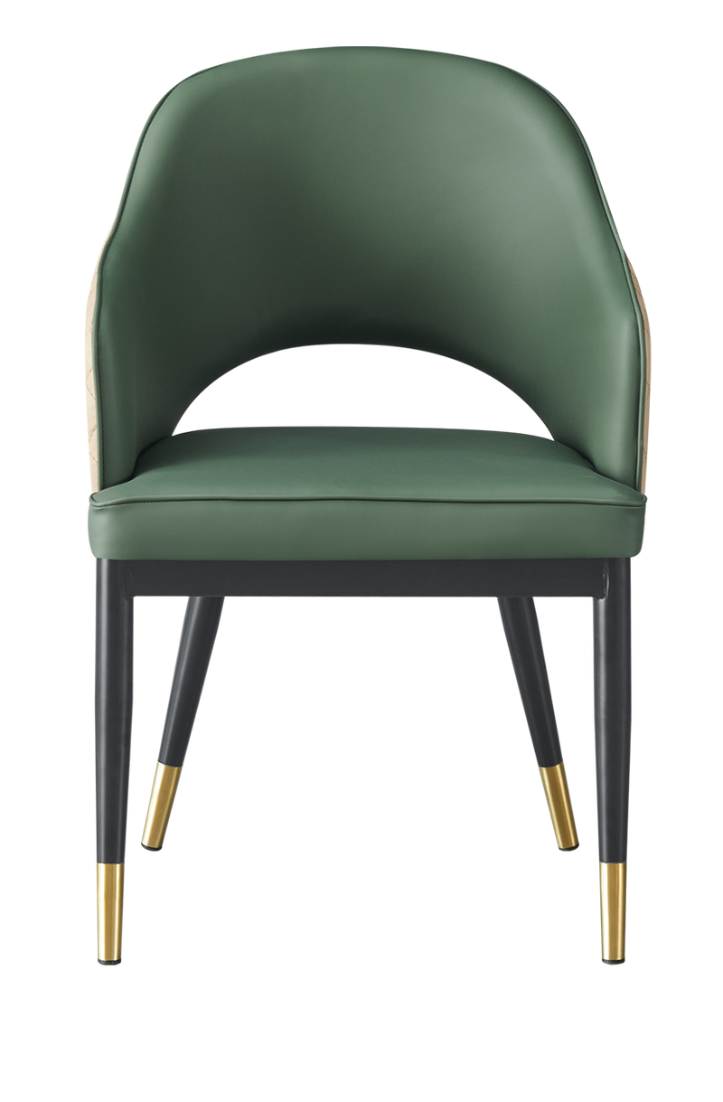 Indoor Black Metal Chair W/ Green Vinyl Seat