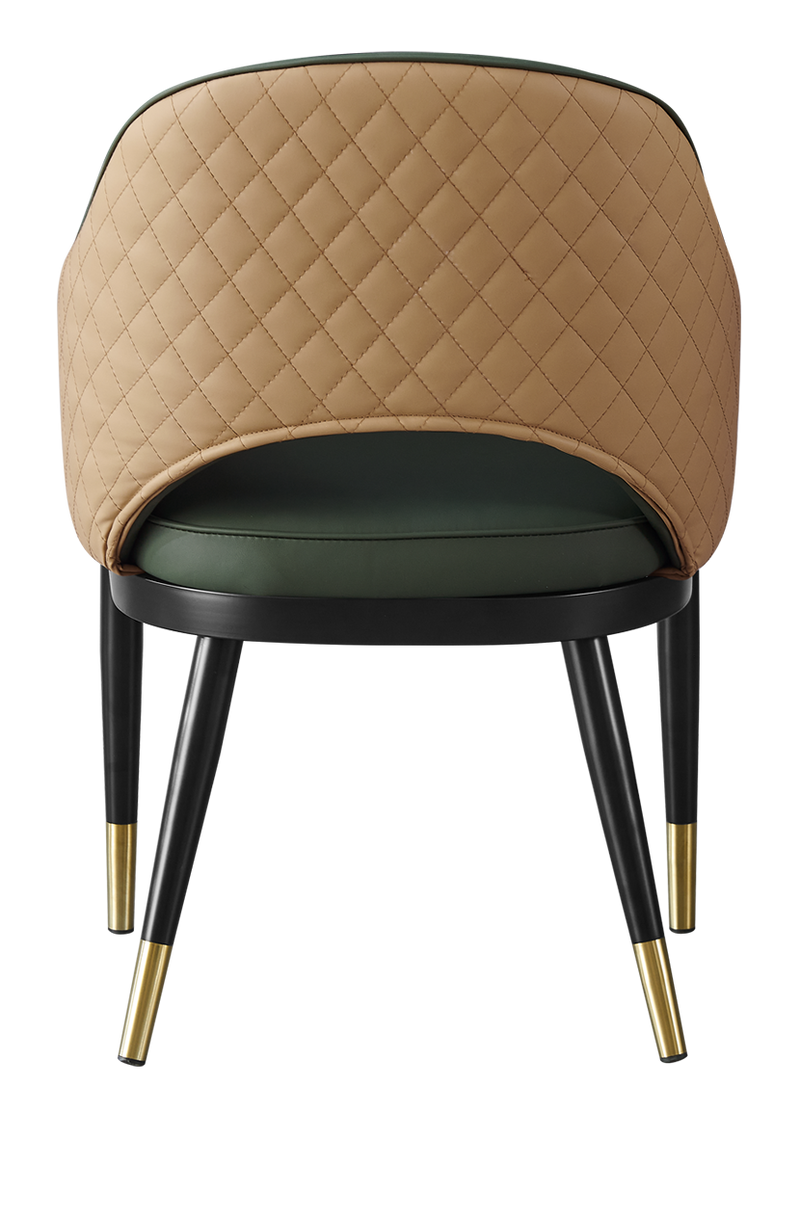 Indoor Black Metal Chair W/ Green Vinyl Seat
