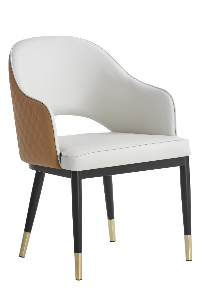 Indoor Steel Chair with Vinyl Seat and Back in Mix Color Pearl White/Brown