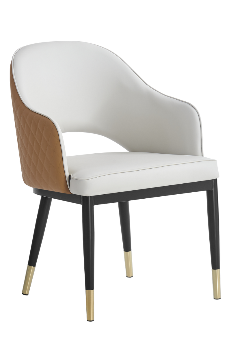 Indoor Steel Chair with Vinyl Seat and Back in Mix Color Pearl White/Brown