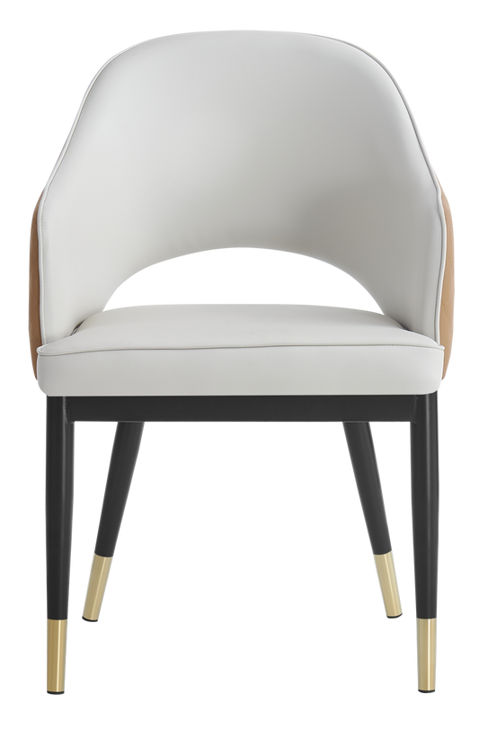 Indoor Steel Chair with Vinyl Seat and Back in Mix Color Pearl White/Brown