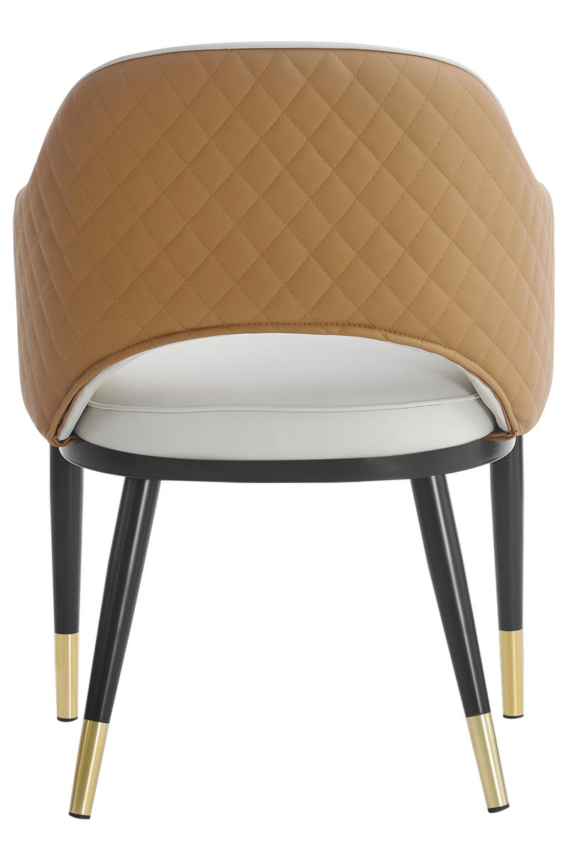 Indoor Steel Chair with Vinyl Seat and Back in Mix Color Pearl White/Brown