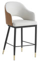 Black Steel Barstool With White Vinyl Seat and Brown Back