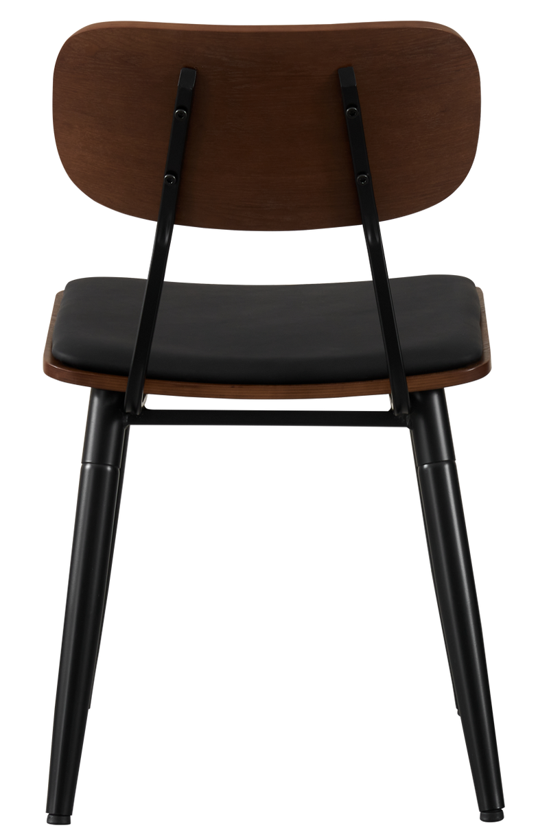 Steel Chair w/ Brown Finished Wood Grain & Black Vinyl Back & Seat