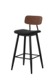 Metal Barstool with Walnut Back&Black PU ,Finish Black