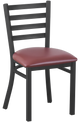 Indoor Black Metal Chair W/ Burgundy Vinyl Seat