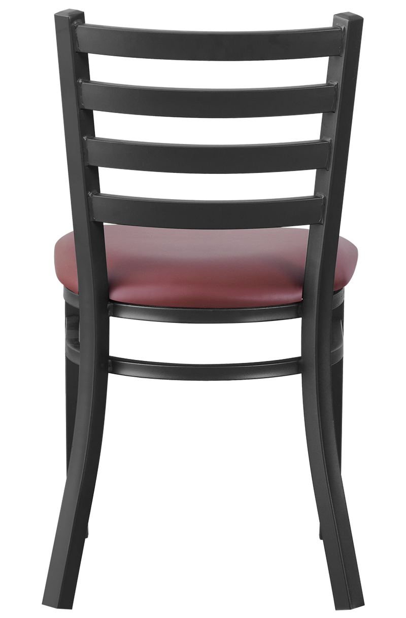Indoor Black Metal Chair W/ Burgundy Vinyl Seat