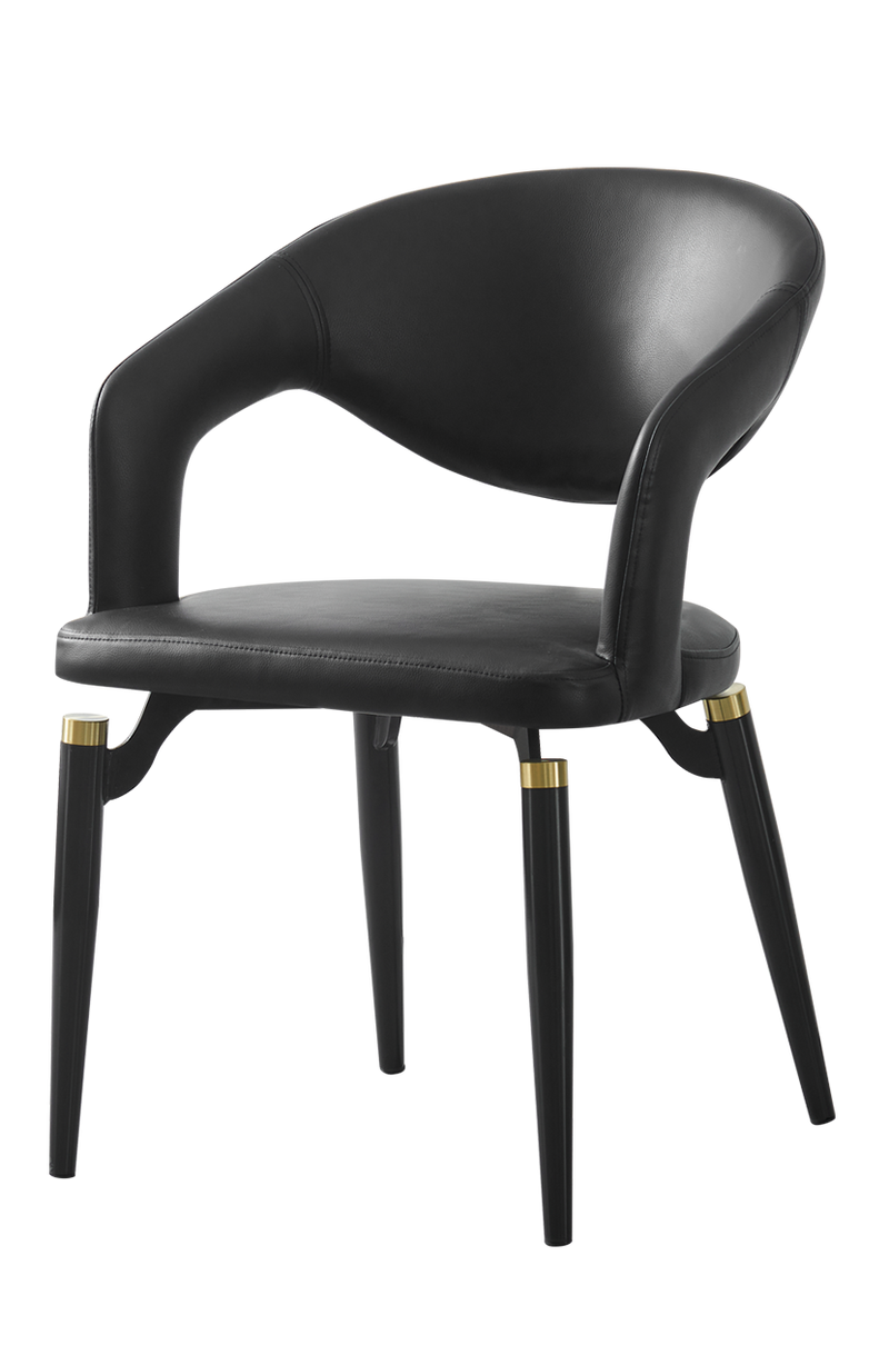 Indoor Steel Chair with Black Vinyl Seat and Back, Finish Black
