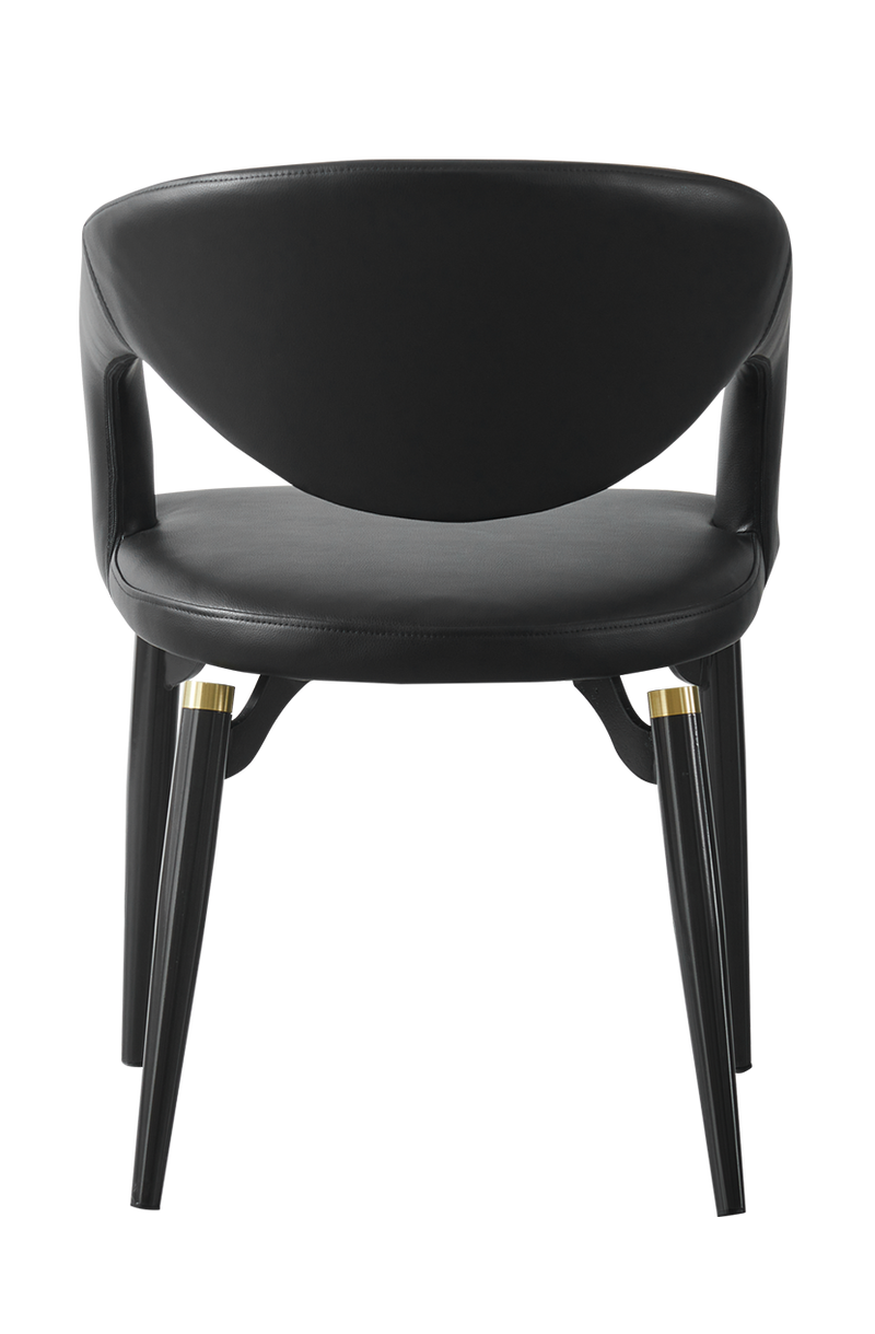 Indoor Steel Chair with Black Vinyl Seat and Back, Finish Black