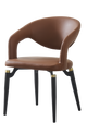 Indoor Steel Chair with Brown Vinyl Seat and Back, Black Frame