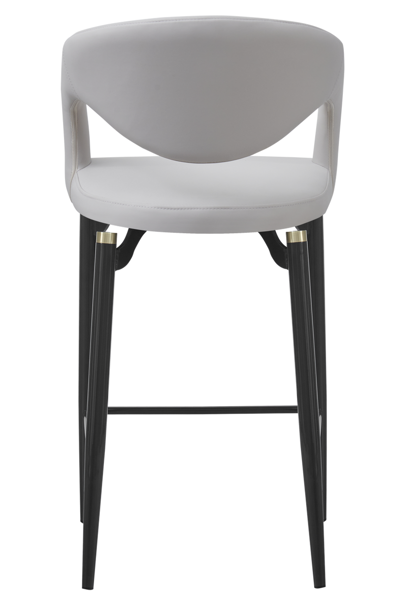 Indoor Gray Metal Barstool W/ Beige Vinyl Seat