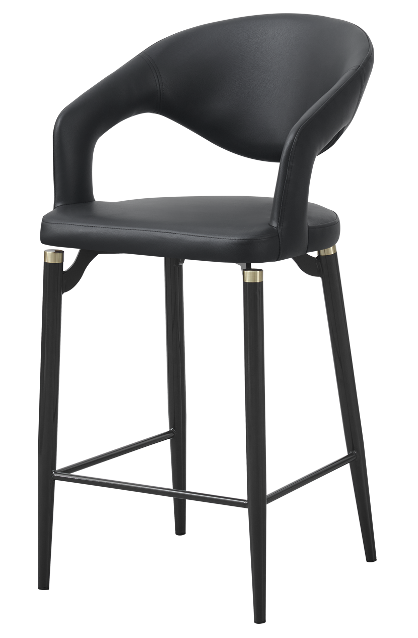 Indoor Gray Metal Barstool W/ Black Vinyl Seat
